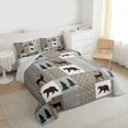 thumbnail image 3 of Homewish Safari Deer Bear Full Size Comforter Sets 3-Piece for Female Men Adults,Jungle Animal Bedding Comforter Set,Grey Plaid Checkered Lightweight Bedding Sets,Lightweight Room Decor,Reversible, 3 of 8