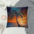 thumbnail image 2 of Shiartex  Tree on a Beach，Printed Pillows Case Soft Throw Pillow Printing Couch Pillowcase Square，Orange and Blue, 2 of 5