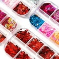 thumbnail image 5 of Milue 12 Grids Heart Nail Sequins 3D Holographic Lips Nail Sequins Confetti Glitter, 5 of 14