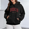 thumbnail image 2 of UJNDER Women Sweatshirts Letter Graphic Thermal Lined Hooded Sweatshirt Black XXL, 2 of 4