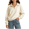 thumbnail image 2 of Afuyipoi Girls Half Zip Collar Sweatshirt Long Sleeve Loose Drop Shoulder Casual Pullover Top Size 5-16 Years Beige Size 11, 2 of 6