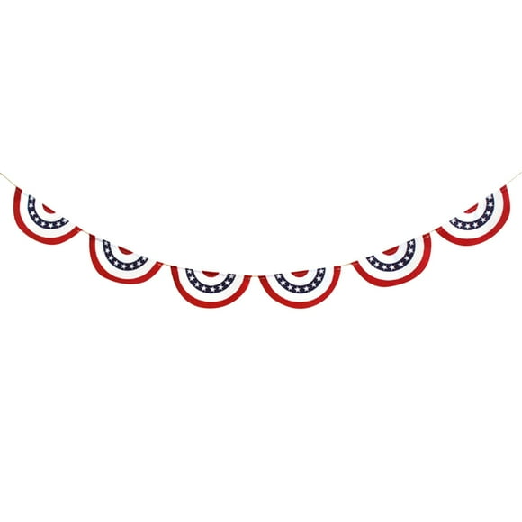 Binwennn Flag Bunting Pleated Fan String Patriotic Bunting Flag 4th Of July Decoration US Flag Banners Memorial Day Independence Day Fourth July Red White Blue Outdoor