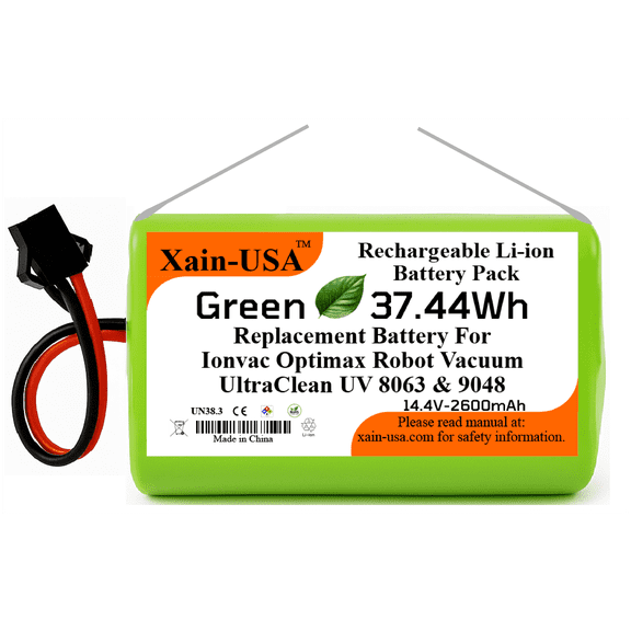 Replacement Battery for Ionvac Optimax UltraClean UV 8063 / 9048 Robot Vacuum Cleaners 14.4V - 2600mAh  (37.4Wh) with Built-in Battery Management System (BMS)