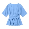 thumbnail image 6 of DAFPZW Women's Sexy Bow Tie Back Tops Short Sleeve Backless Crew Neck Flowy Cute Peplum Tops Blouse Going Out T-Shirt, 6 of 7