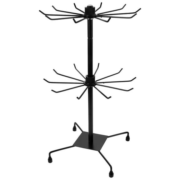 WASHWEPE Display Rack Double-Tier Jewelry Organizer Stand 1Set Black