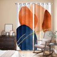 thumbnail image 3 of Navy Blue Burnt Orange Kitchen Curtains 84 Inch Length, Modern Retro Geometric Grommet Top Bedroom Living Room Curtains, Light Filtering Cafe Curtain Drapes 2 Panels Set 84''x84'', 3 of 9