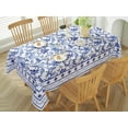 thumbnail image 3 of Pastoral Tablecloth Rectangle 60 x 84 Inch Blue Flower Pattern Rustic French Country Floral Table Cloth, Spill Proof Vintage Table Cover for Spring, Summer, Farmhouse, Indoor, Outdoor, 3 of 5