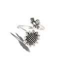 thumbnail image 4 of Open Adjustable Bee Sunflower Flower Thumb Ring Sterling Silver Band 925 Jewelry Female Male Size 9, 4 of 4