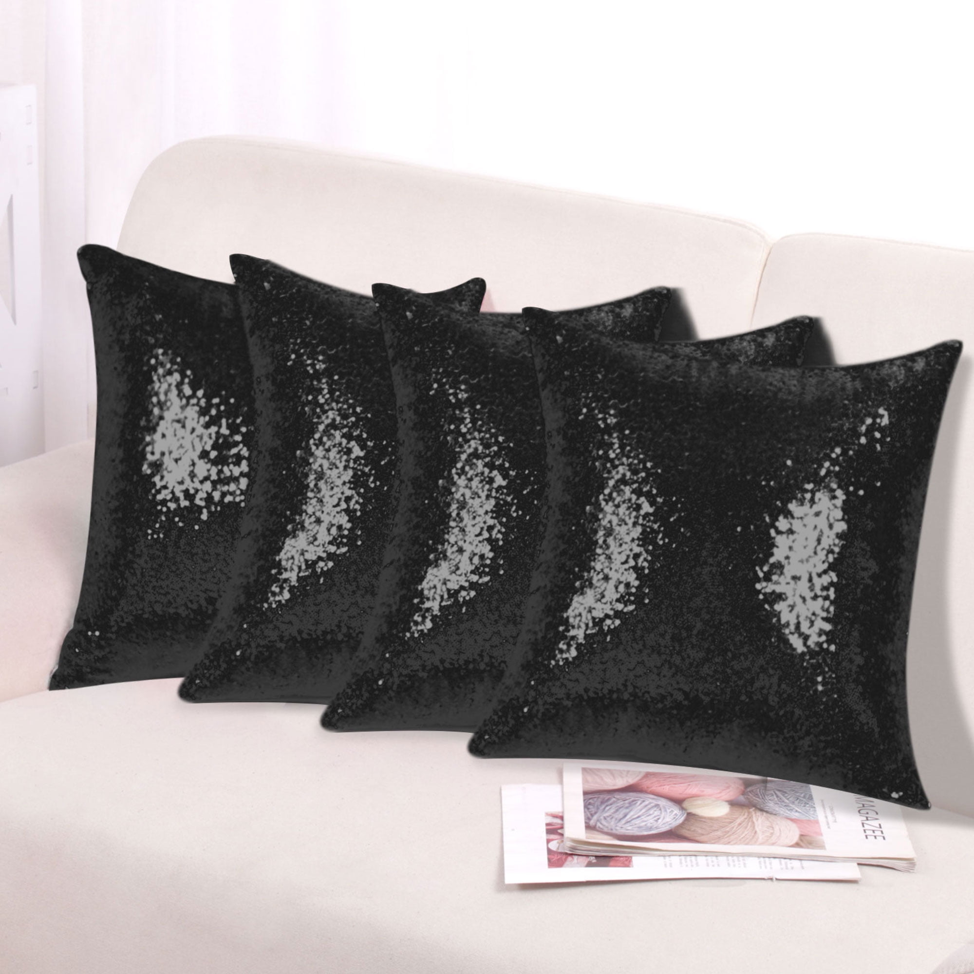 Crushed Velvet Cushion Covers Luxury Glam Plain Cushions Covers 18" x 18" 