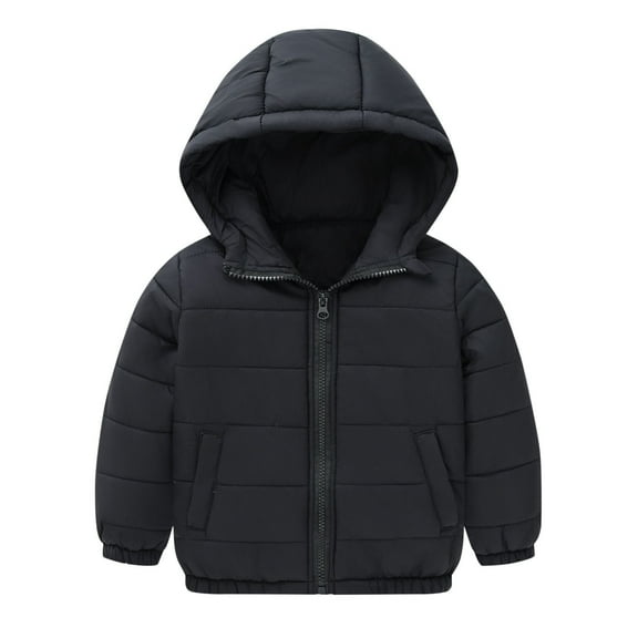 Fashion Jackets for Girl New Toddler Boys Girls Puffer Jacket down Winter Coats with Hood Kids Lightweight Hooded Padded Outwear Black 4 Years