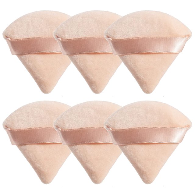 Woeilo 6 Pieces Cotton Velour Triangle Powder Puffs - Makeup Sponges for Setting, Contouring, Under Eyes