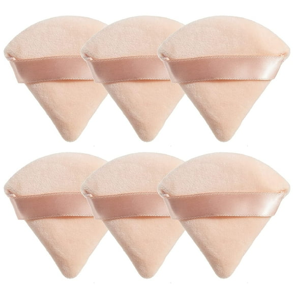 Woeilo 6 Pieces Cotton Velour Triangle Powder Puffs - Makeup Sponges for Setting, Contouring, Under Eyes