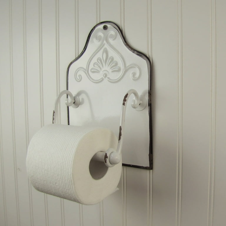 White Enamel Toilet Paper Holder Rustic Wall Mount Hand Towel Bar Bathroom Decor White Enamel Toilet Paper Holder Rustic Wall Mount Hand Towel Bar Bathroom Decor