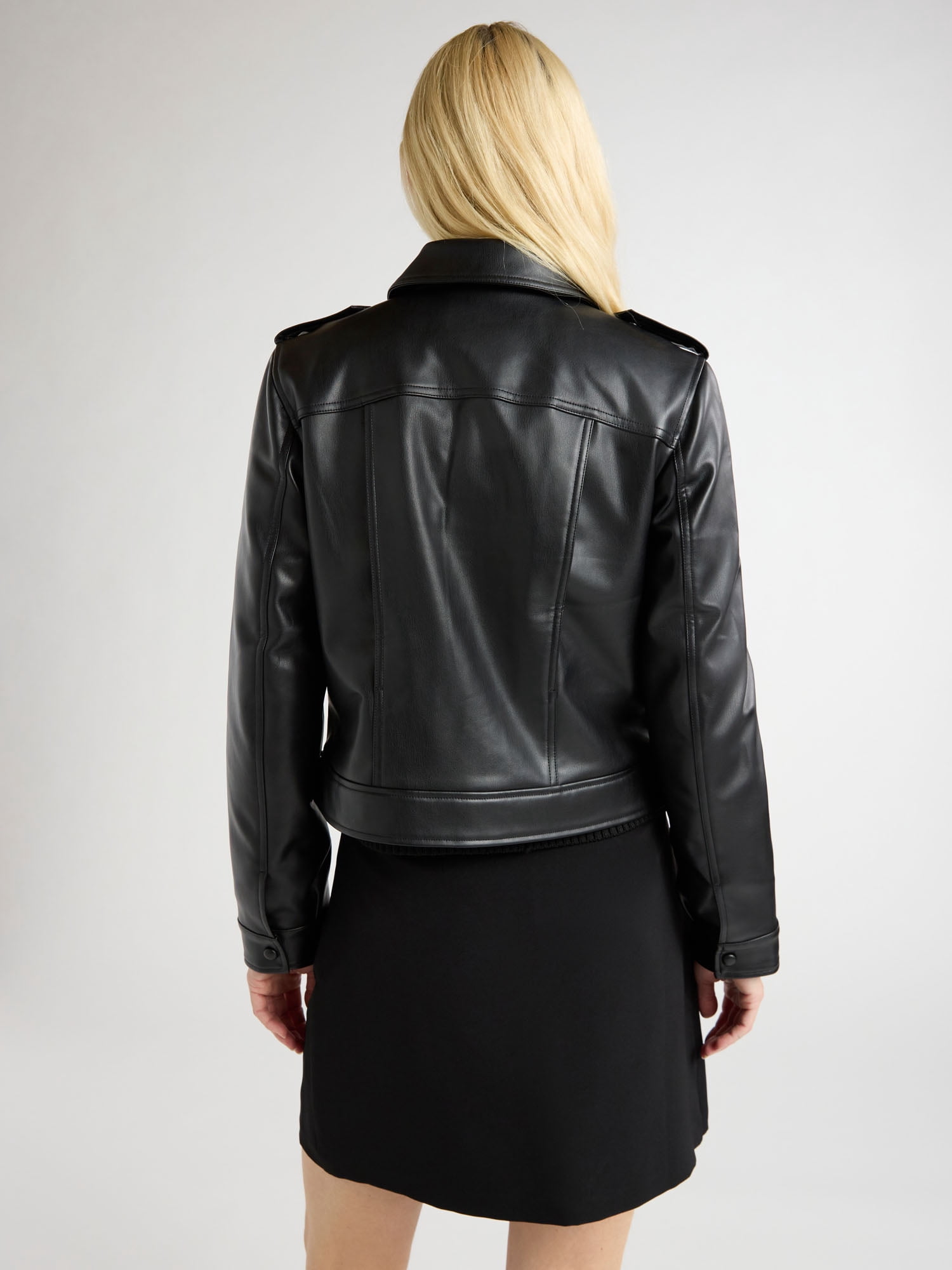 Scoop Women's and Women's Plus Faux Leather Cargo Pocket Jacket, Sizes XS-4X