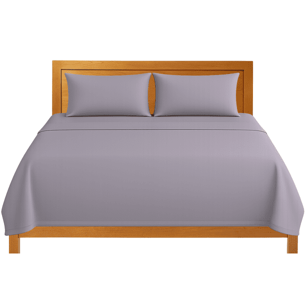 Sábanas King Size Lisas We2 Dream 100% Algodón Color Gris Lavanda 4 Piezas