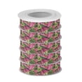 thumbnail image 2 of 5 Rolls Christmas Ribbon 1.5 inch Wide Decorative Ribbon for Gift Wrapping and Holiday Decorations Pink and Green Tropical Leaves, 2 of 7