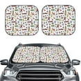 thumbnail image 2 of Balery 2 Piece Retro Style Car Windshield Sun Shade|Foldable Front Windshield Shade for Car Front Window for Most Sedans SUV Truck-Medium, 2 of 7