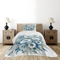 thumbnail image 4 of Ambesonne Blue Quilted Bedspread Set 2 Pcs, Dramatic Eucalyptus Poppies, Twin Size, Cadet Blue Laurel Green, 4 of 4