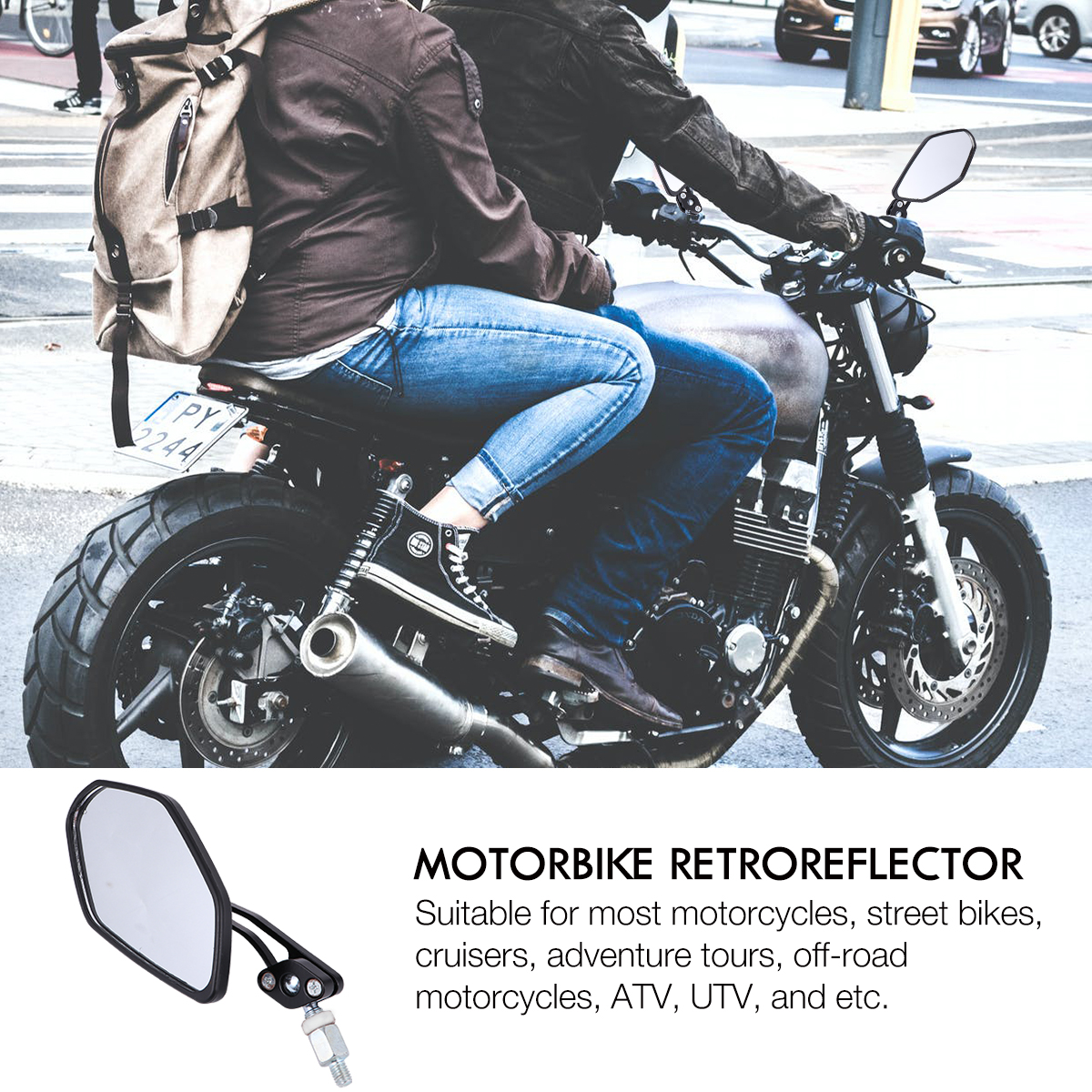 unbranded  360°Rotated Rearview Mirror Motorcycle Camera Motorbike Black