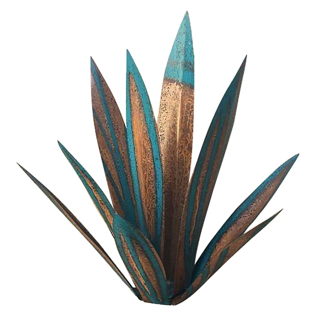 Adorno de hierro para jardín con diseño de agave azul - Varios tamaños (21cm a 27cm) - Incluye 9 piezas decorativas
