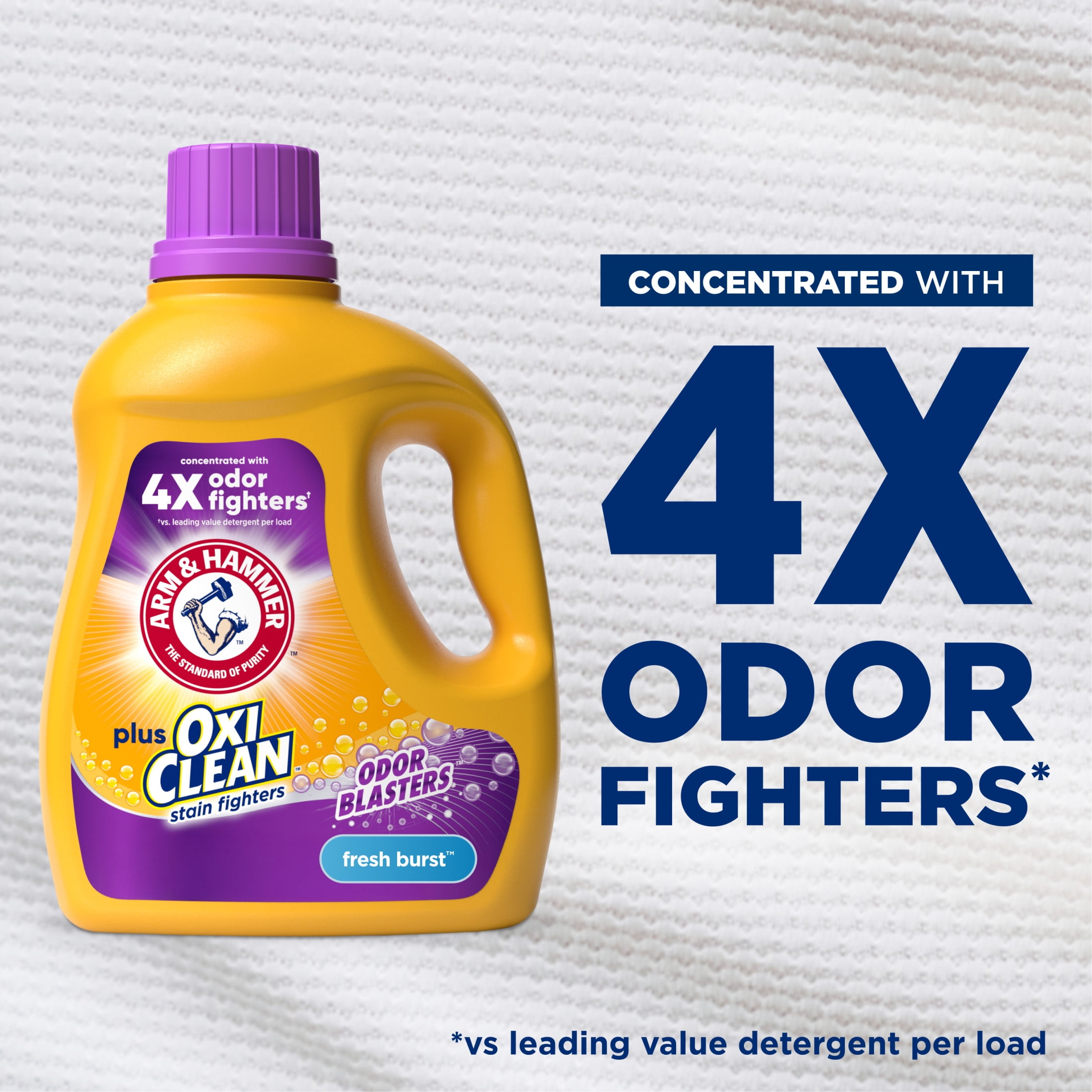 (8 pack) ARM & HAMMER Plus OxiClean with Odor Blasters Liquid Laundry Detergent, Fresh Burst, 32.5 Fl Oz