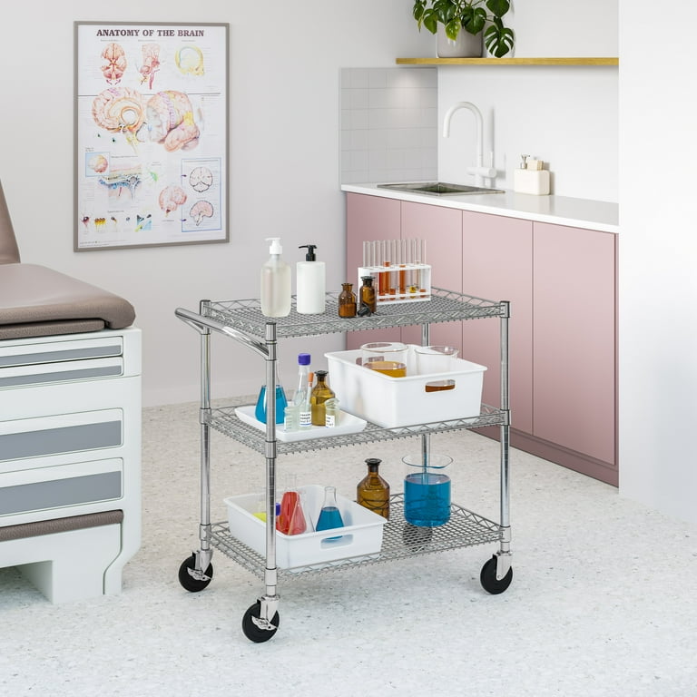 Seville Classics 3-Tier Commercial Utility Cart, UltraZinc