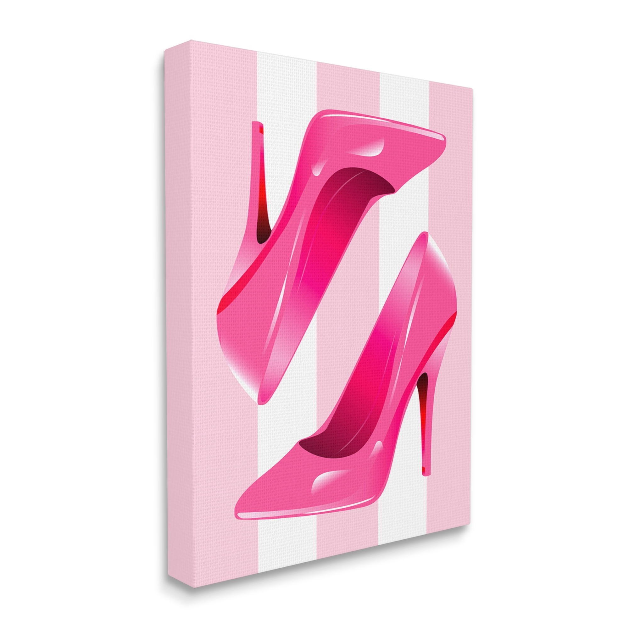 Stupell Industries Heels on Pink Stripes Beauty & Fashion Painting Gallery Wrapped Canvas Art Print Wall Art, 30 x 40
