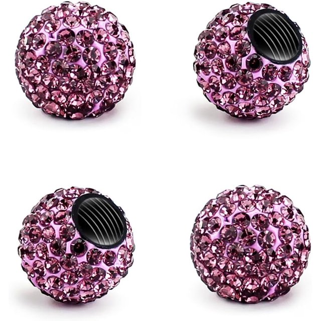 YISITIAN 4 PCS Car Tire Valve Stem Caps, Handmade Dustproof Crystal Rhinestone Auto Stem Air Cap Cover, Attractive Vehicle Exterior Accessories, Universal for Car Truck Motorcycle Bike CJ919-49530