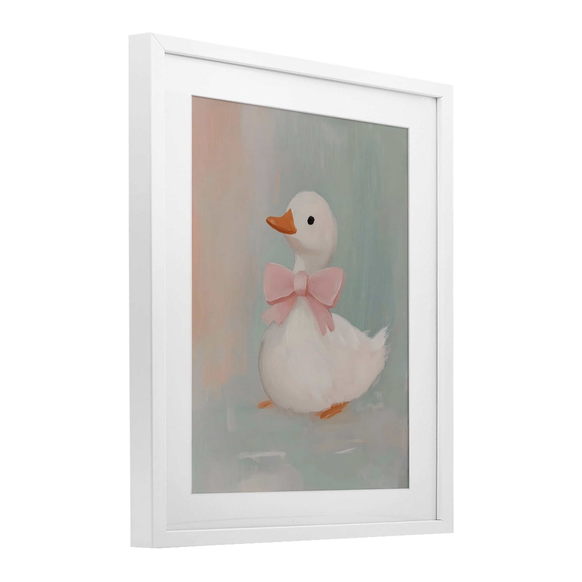 Stupell Industries Duckling Portrait with Bow White Framed Print Under Glass, design by The Prints Vibe