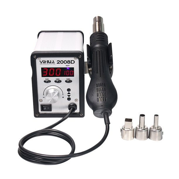 Estación De Soldadura De Aire Caliente Pistola De Calor Multifuncional Con 3 Secciones De Temperatura De Memoria Pantalla Digital Led Motor Sin Escobillas Para Trabajos De Reparación Vogacara TO005286-02