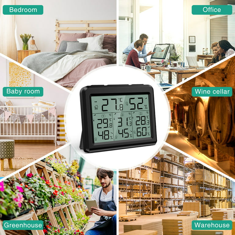 ORIA Wireless Thermometer LCD Display Indoor Outdoor Sensor Temperature  Sensor Indoor Digital Hygrometer Thermometer With Clock