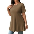 thumbnail image 3 of LANREMON Summer Short Sleeve T Shirts for Women Plus Size Shirts Casual Crew Neck Loose Tunic Tops Oversized Blouses 2XL, 3 of 8