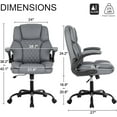 thumbnail image 2 of Mid Back Executive Leather Office Chair,Ergonomic Home Computer Desk Chair with Adjustable Flip-Up Arms,Conference Room Chairs with Rocking Function Grey, 2 of 7