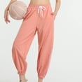 thumbnail image 4 of SWSMCLT Women's Yoga Pants Jogger Sweatpants Drawstring Stretch Joggers Gym Long Comfy High Waisted Loose Peony Pink Small, 4 of 4