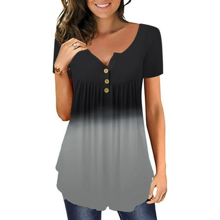 

Pianpianzi Handkerchief Womens Shirt Womens Check Shirt Fitted Maternity Dress Women Plus Size Gradient Printed V Neck Short Sleeve T Shirts Button Pullover Tank Tops Blouse