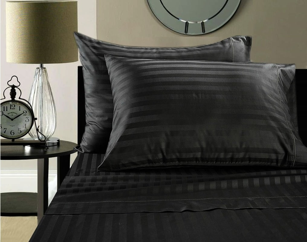 Customized Sheet Set For RV Camper King Size (72x80) Stripe Black easy