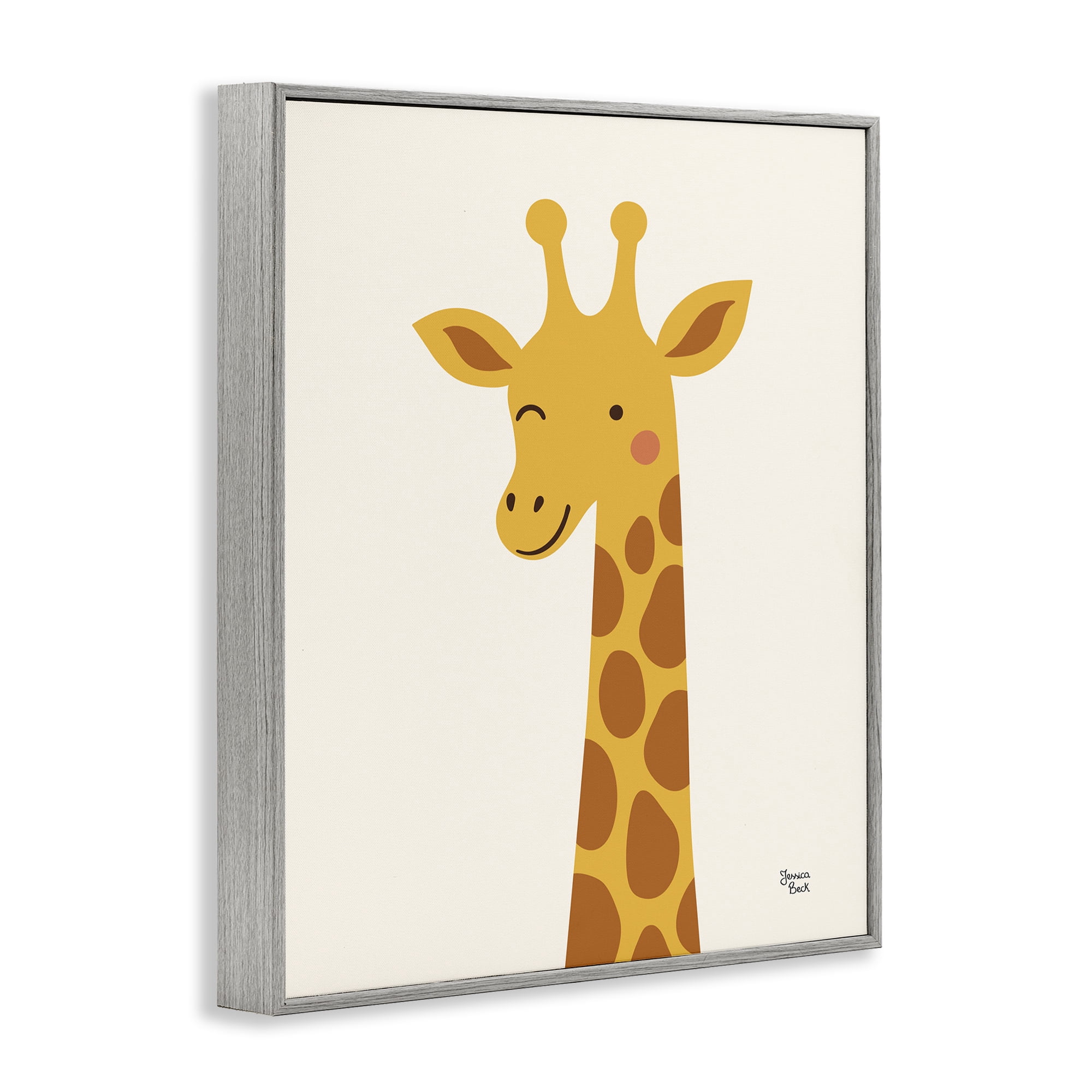 Stupell Industries Winky Giraffe Portrait Gray Framed Giclee Art, design by Jessica Beck