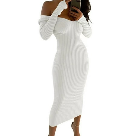 Homely White Dress Sexy Dress For Women Off The Shoulder Long Sleeve ...