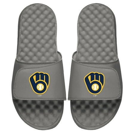 

Men s ISlide Gray Milwaukee Brewers Alternate Logo Slide Sandals