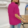 thumbnail image 3 of WULMLEO Plus Size Collared Polo Shirts Summer Short Sleeve V Neck Business Tops for Women Purple 2XL, 3 of 5