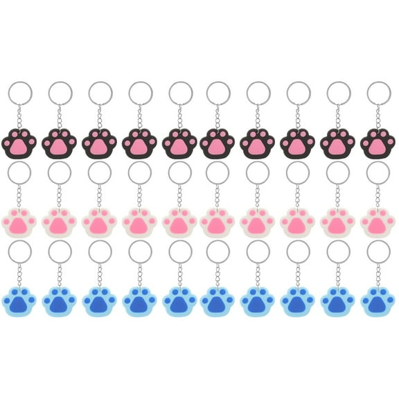 30 Pcs  Dog Paw Keychain Kawaii Keychain Dog Paw Key Chain Women Backpack Pendant