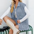 thumbnail image 5 of YDFCWXW Women's Vintage Denim Jean Vest Oversized Button Down Jean Waistcoat Gilet Blue, S, 5 of 7