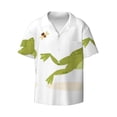 thumbnail image 2 of Lsque Hunting Frog print Men's Cuban Collar Short Sleeve Shirt Summer Beachwear Casual Button Down Fashionable Vacation Leisure Shirt-Small, 2 of 7