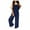 Dark Blue, variant on Diufon Rompers for Women Cotton Solid Color Playsuits Sleeveless Strap Button Down Jumpsuit with Pockets
