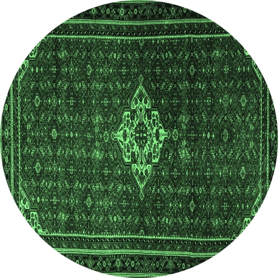 Ahgly Company Indoor Round Persian Emerald Green Traditional Area Rugs, 5' Round