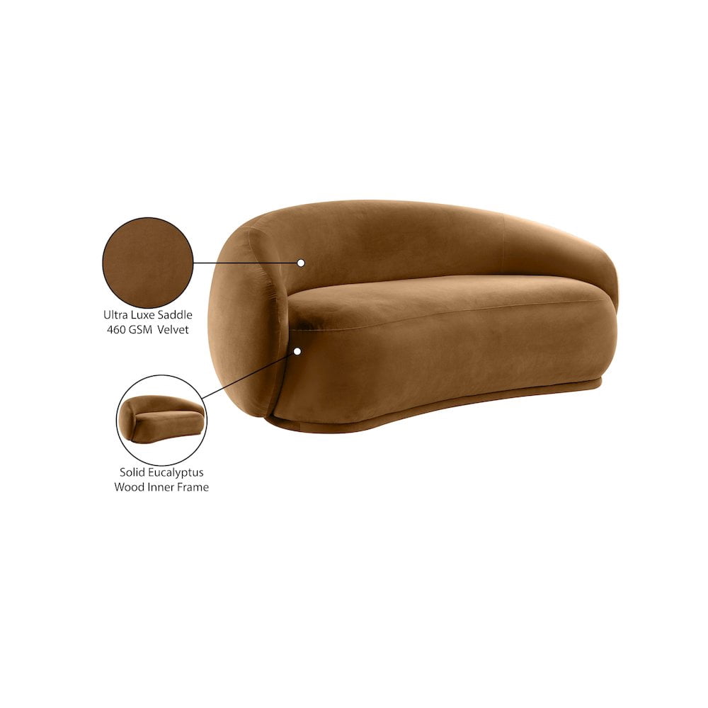 Meridian Furniture Emery Saddle Velvet Loveseat
