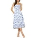 thumbnail image 1 of Vestido midi casual sin mangas de cuello cuadrado con flores y tirantes de espagueti para mujer, L azul, 1 of 6