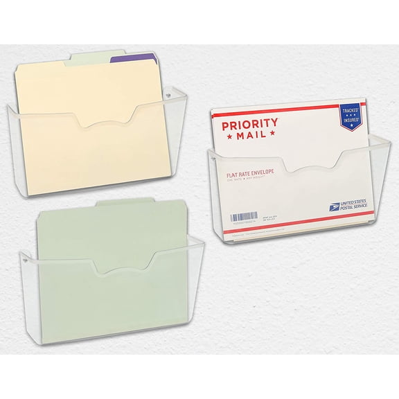 Simple Houseware Clear Single Pocket Wall Mount for Hanging File Holder, 3 Packs
