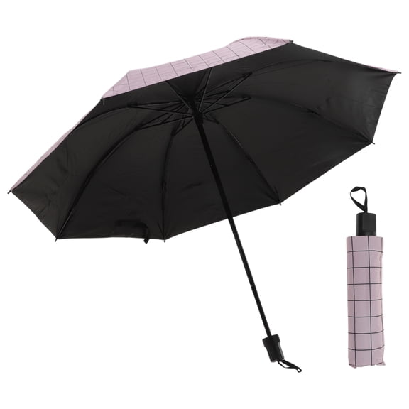 Unique Bargains Portable Manual Open Close Rain Windproof Umbrella Pink