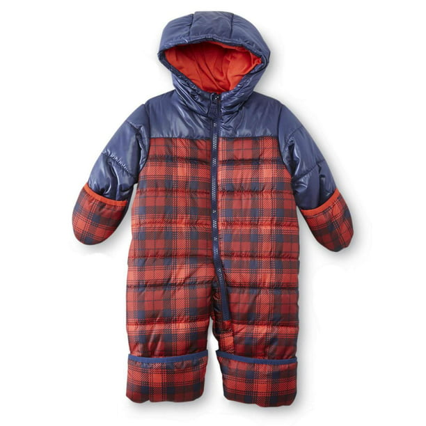 Carter's Carters Infant Boy Red Plaid Quilted Snowsuit Baby Pram Snow Suit 69m